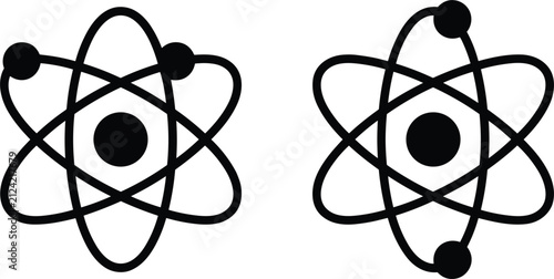 Foto Sustainable green nuclear energy symbol set showing subatomic particle physics o