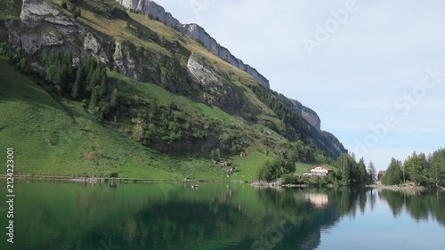 Picturesque Seealpsee Mountain Lake with Alpine Reflections, Appenzell Alps, Switzerland