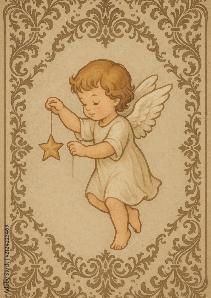 Fototapeta premium Vintage angelic charm mobile wallpaper.