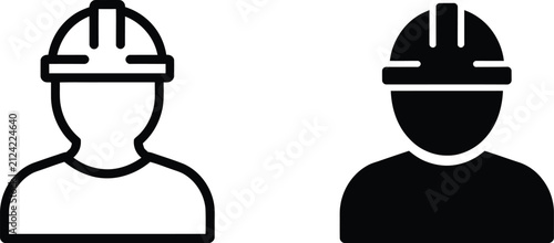 Construction worker headshot icon vector illustration