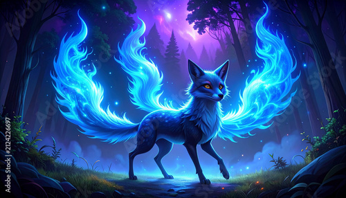 The Image Is A Digital Illustration Of A Fox Standing In A Forest The Fox
