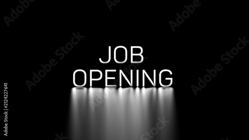 Konstfotografi JOB OPENING text, illuminated against a black background