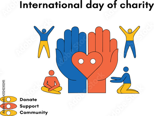 charity day poster with people helping each other