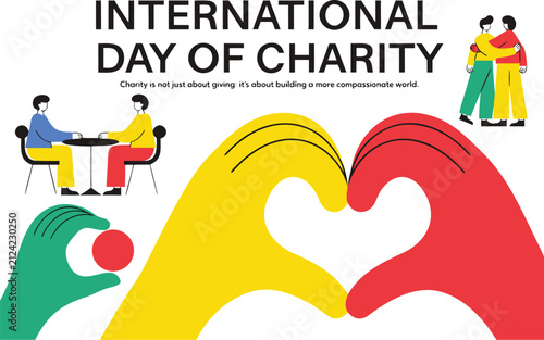 International Day of Charity illustration with people showing compassion and kindness