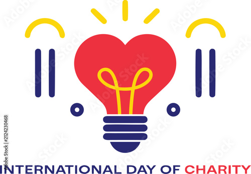 International Day of Charity graphic with heart light bulb