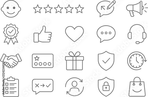 Customer Service and Business Communication Line Icons for Corporate Use