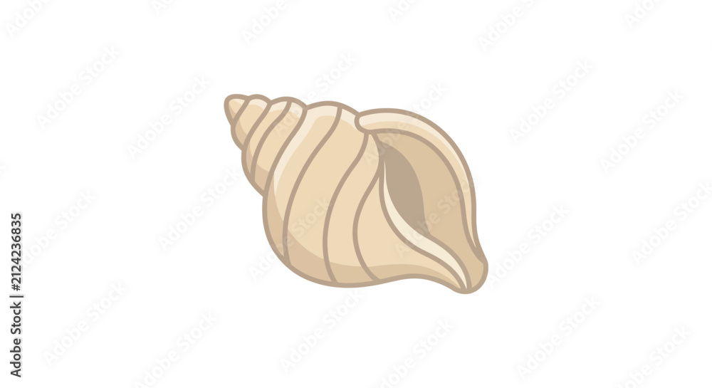 Obraz premium A tan seashell with spiral ridges is depicted as a flat silhouette against a white background shell