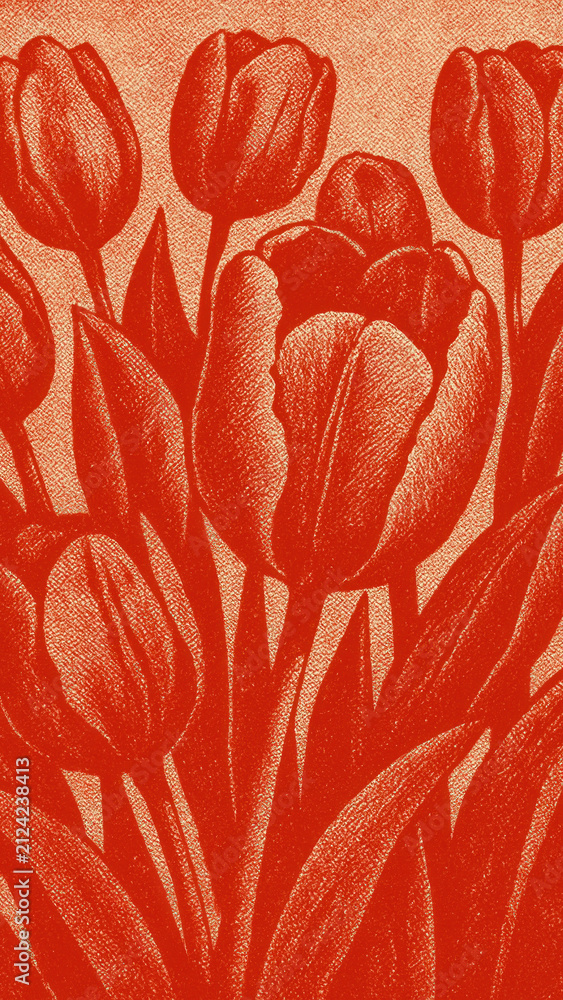 Naklejka premium Vintage red tulip mobile wallpaper