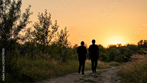 People Walking Outdoors Sunset 4K Video