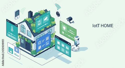 Smart home automation system with IoT devices and technology.
