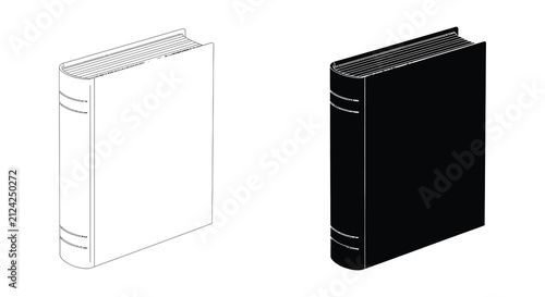 Fotografie Closed hardcover book black silhouette on white background silhouette