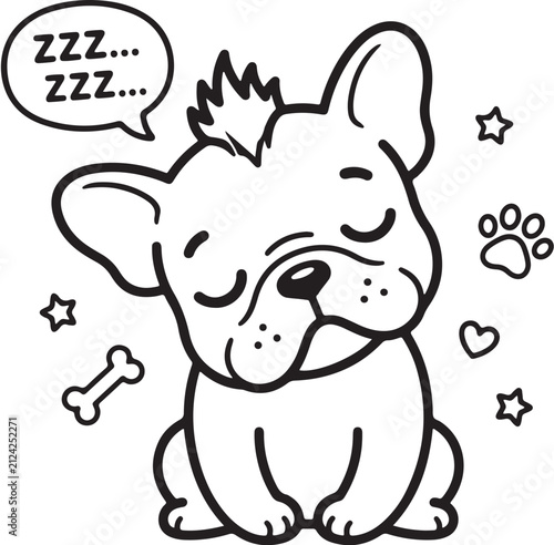 Foto Sleepy cartoon french bulldog zoning out