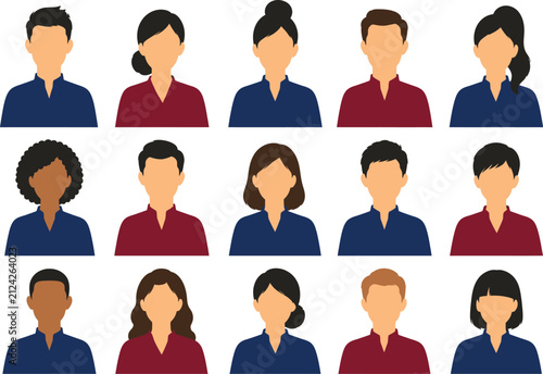 Set of diverse professional business people avatars isolated on transparent background
