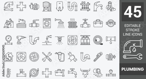 Canvastavla Plumbing Line icon set