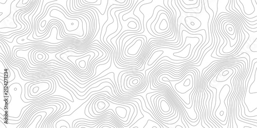 Geography landscape Topo contour map on white background, Topographic contour lines. Seamless pattern with lines Topographic map. Geographic mountain relief diagram line wave carve pattern. 