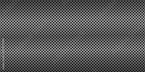 Dark metallic carbon perforated metal grille texture banner