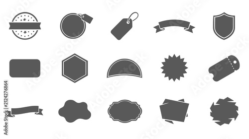 Set of various grey vintage badges labels ribbons and sale tags for web design