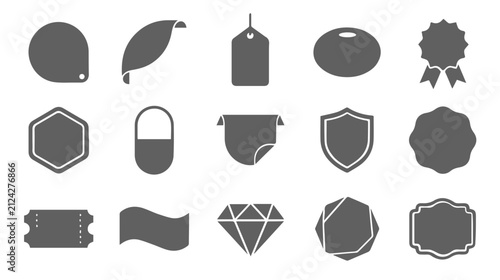 Set of grey vector labels badges and price tags for retail and design projects