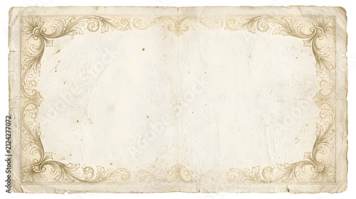 Vintage ornate frame aged paper texture decorative border isolated on transparent background