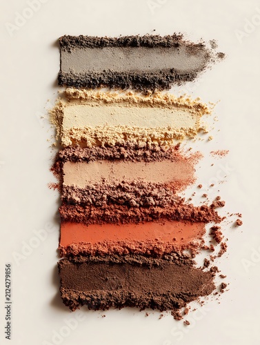Eyeshadow palette displays varied textures.