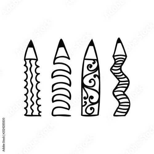 Doodle Pencil Elements Back To School Supply Elements Clipart Design