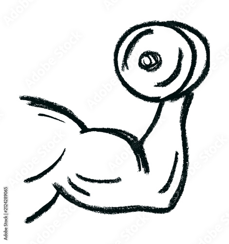 Weightlifting Icon Crayon Chalk Drawing Vector