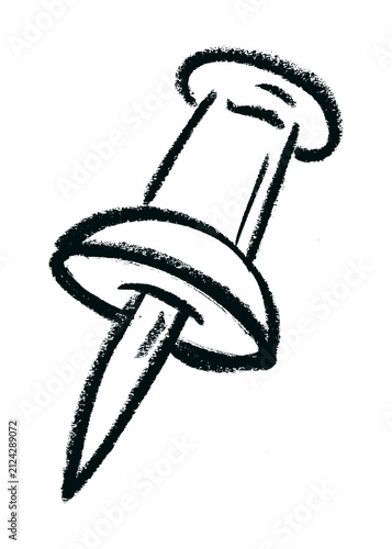 Thumbtack Icon Crayon Chalk Drawing Vector