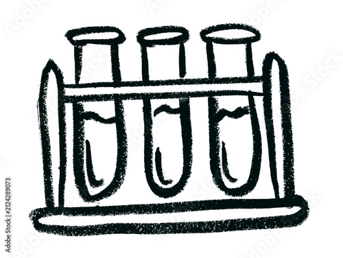 Test Tube In Holder Icon Crayon Chalk Drawing Vector