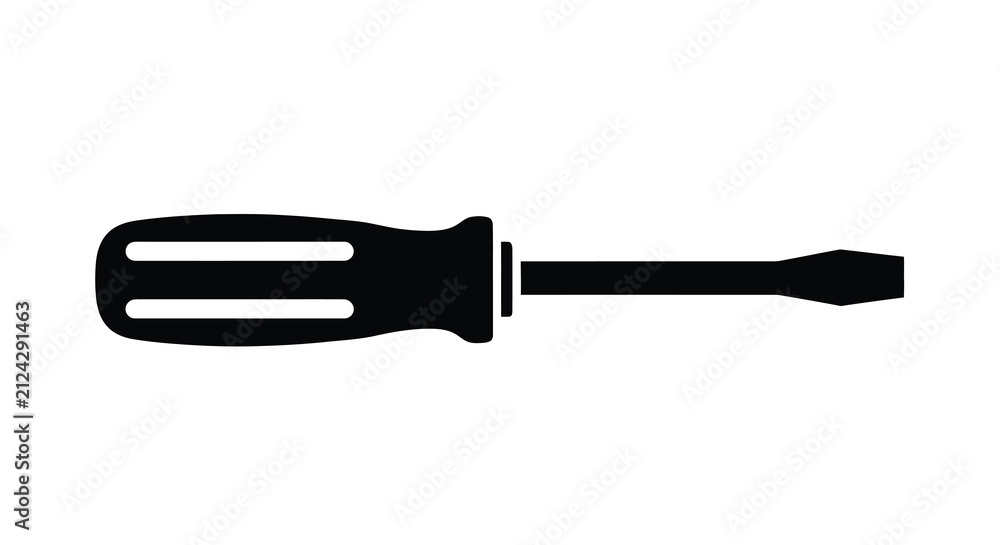 Fototapeta premium Flat design screwdriver silhouette against a white background a tool for fastening and repair work silhouette tools fastener