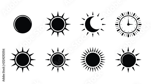 Fotografía Celestial Cycles: A visual representation of the celestial cycle, featuring the moon phase, the sun, and a clock, illustrating the passage of time and astronomical phenomena