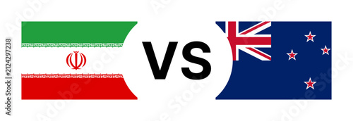 Iran vs New Zealand national flags competition banner background