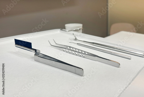 Dentist tools ready on the tray at the dentist's office