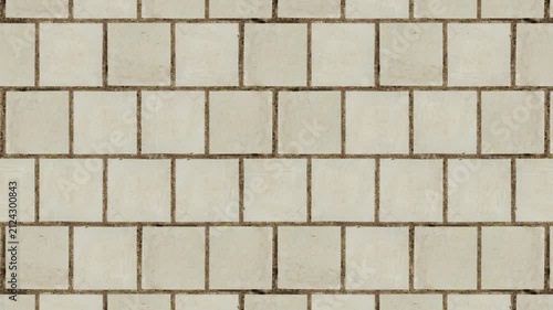 Seamless loop of light paving stones with natural dirt texture background.
