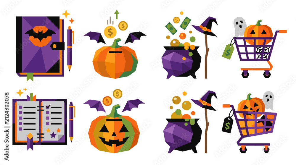 Fototapeta premium Halloween Carpool schedule icon geometric low-poly illustration