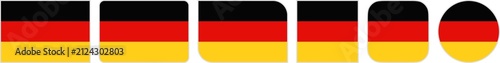 Germany flags clipart icon set in circle square rectangle rounded squircle and round diagonal corner shapes with border on transparent background