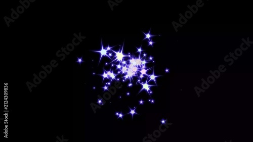 Luxury glittering colorfull particles with sparkling star burst, bright blue glow animation, seamless festive motion graphics, on black screen background professional 4K effects
