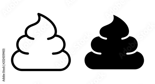 фотографія Poop icon, black and white turd symbol, simple outline and solid vector graphic