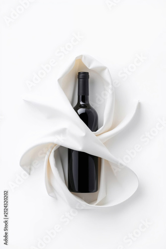 red wine bottle on white background