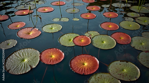 water lilies in the pond