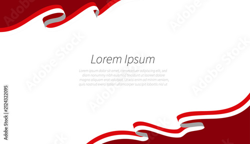 Abstract ribbon banner provides a clean horizontal background template with flowing red and white curves for corporate or event documentation.