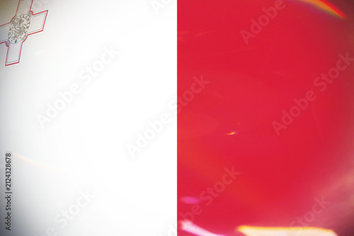 Official Maltese National Flag Displaying the Iconic George Cross Emblem on a Vivid White and Red Bicolor Fabric, Symbolizing National Pride and History