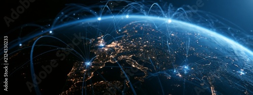 Abstract Visualization of Satellite Constellations and Autonomous Guiding Systems over a Connected Earth