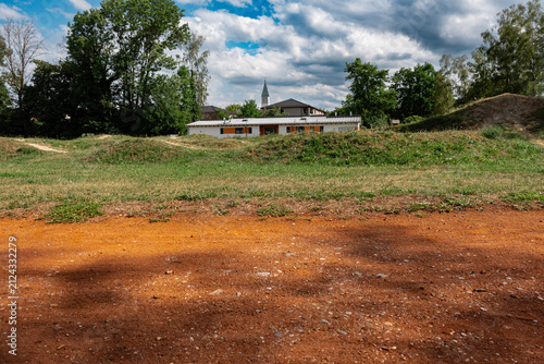 Fotografie Mini bike pump track in Emmering near Fuerstenfeldbruck, Bavaria, outdoor dirt c