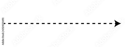 Fotografie Simple black dashed line with an arrow pointing to the right side