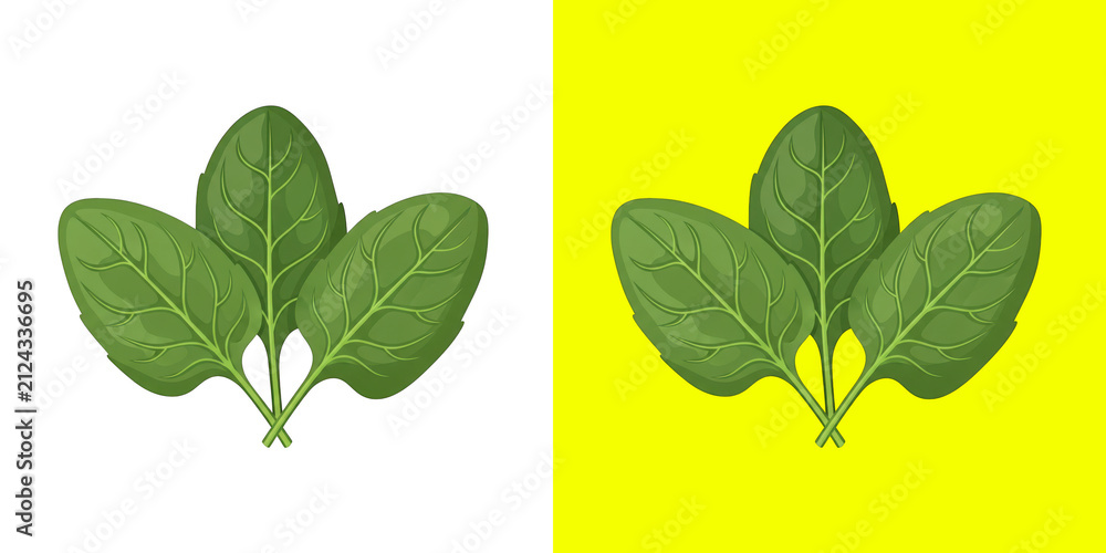 Obraz premium Fresh green spinach leaves in pixel art style for healthy food design and game assets
