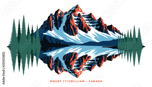 Картината върху платно Very beautiful realistic vector illustration of breathtaking Mount Fitzwilliam r