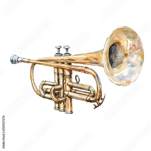 Photography Trumpet, watercolor vector clipart, isolated on a white background