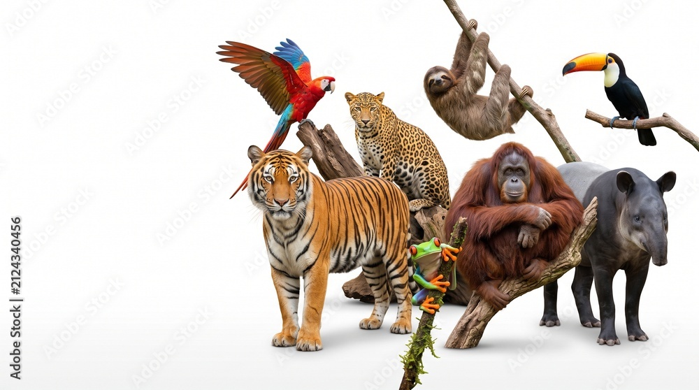 Obraz premium Desert Wildlife Collection on White