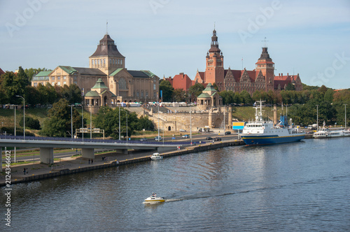 City is located on Oder River (Odra), capital and largest city of West Pomeranian Voivodeship. Szczecin, Poland.