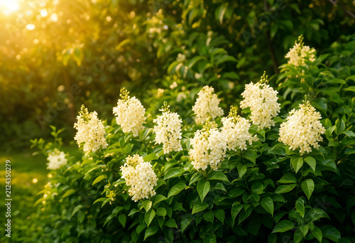 White privet flowers bloomi...